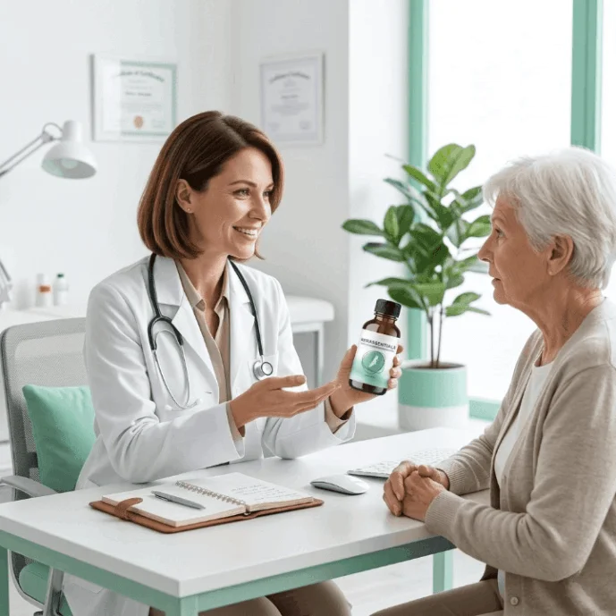 Kerassentials 1 bottle image with doctor